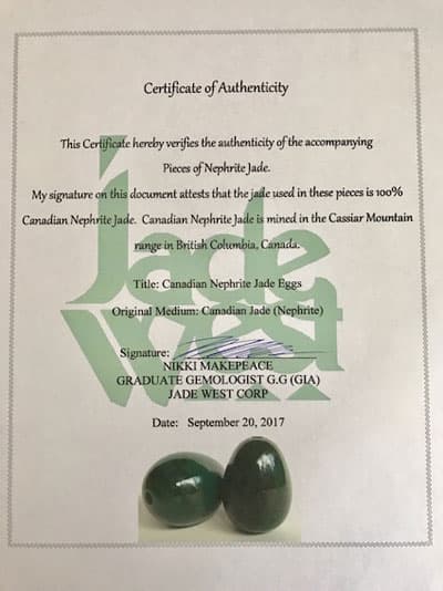 certificat jade canada